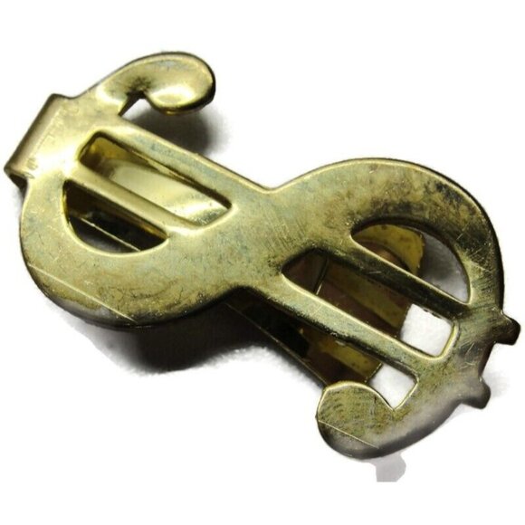 Gold Tone Dollar $ Sign Money Clip Stainless Steel Wallet Credit Card Cash ID - Picture 1 of 6
